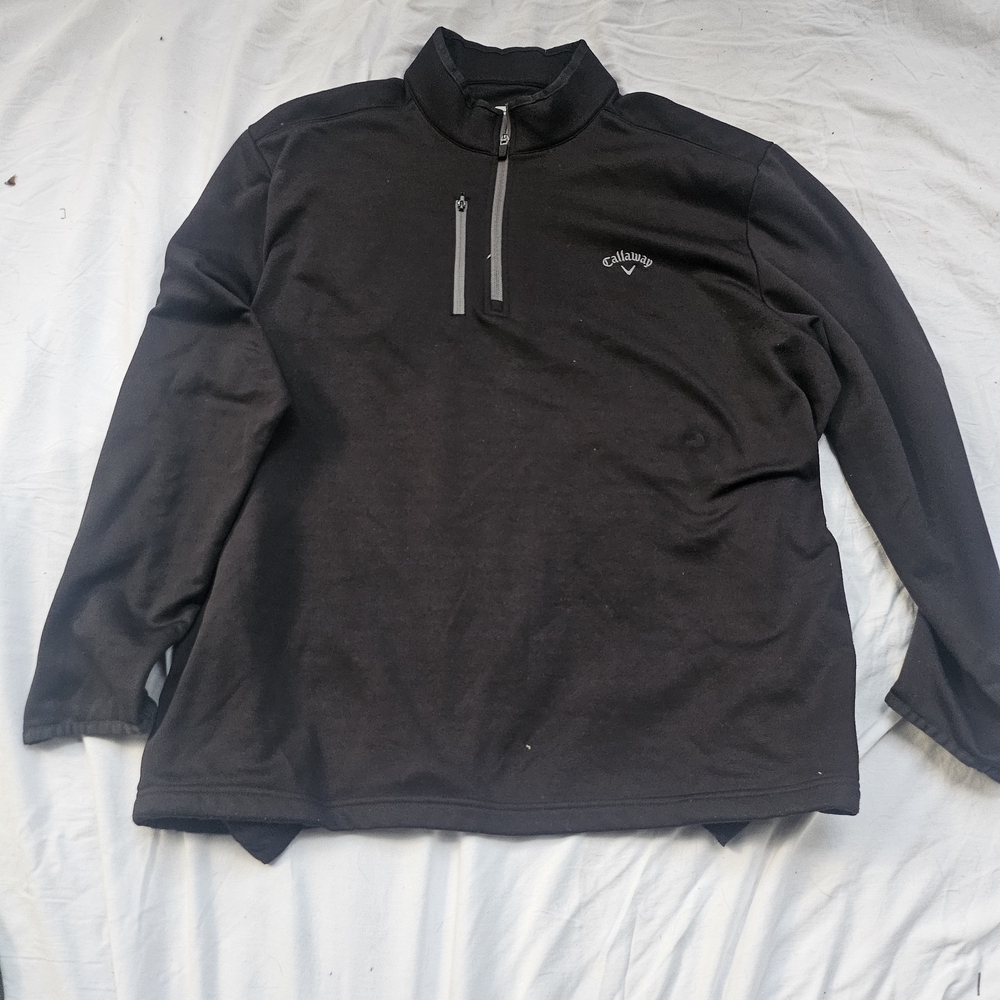 Callaway Mens 1/4-Zip Pullover Jacket XXL Black Polyester Golf Sweater